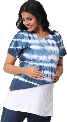 CHARISMOMIC Casual Tie & Dye Women Blue Top