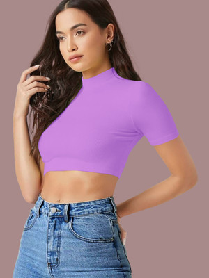 NAVYANKAA Casual Solid Women Purple Top