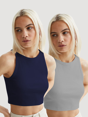 METRONAUT Casual Solid Women Dark Blue Top