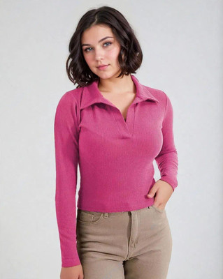 KOTTY Casual Solid Women Pink Top