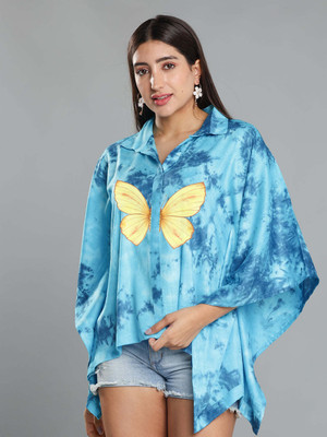 LetsDressUp Casual Printed Women Light Blue Top