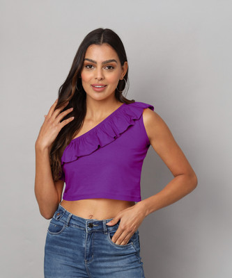 BRINNS Casual Solid Women Purple Top