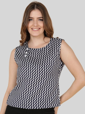Navy Navali Casual Printed Women Black, White Top