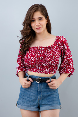 Fiorenza Party Printed Women Red Top