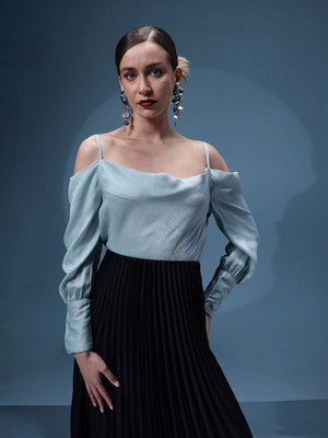 bebe Party Solid Women Blue Top