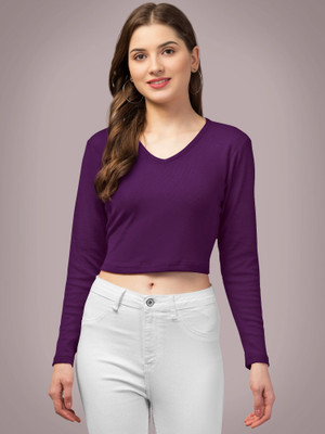 Kashonaa Casual Solid Women Purple Top