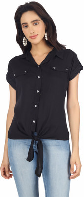 Krisha Collection Casual Solid Women Black Top