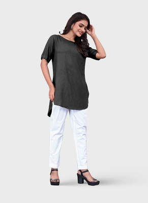 jimory Casual Solid Women Grey Top