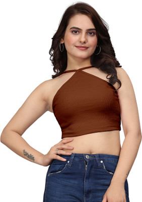 UKANIFAB Party Solid Women Brown Top