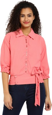 V-MART Casual Solid Women Pink Top