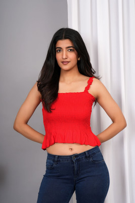 IQRAAR Casual Solid Women Red Top