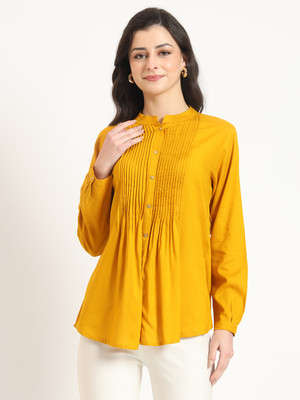 DIVENA Casual Solid Women Yellow Top
