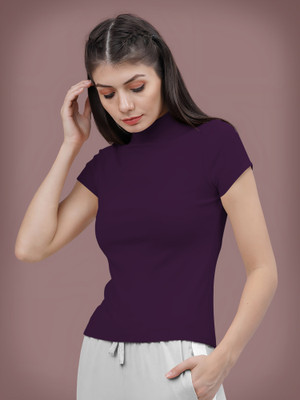 NAVYANKAA Casual Solid Women Purple Top