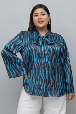 PURYS Casual Printed Women Blue, Black Top