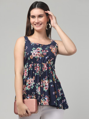 clobug Casual Floral Print Women Multicolor Top