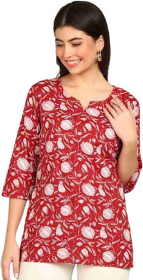 HouseOfCommon Women Polka Print A-line Kurta(Red)