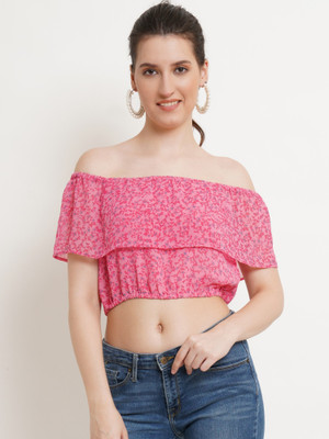 POPWINGS Casual Printed Women Pink Top