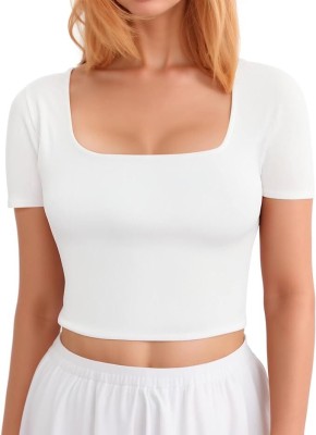 Style Sycon Casual Solid Women White Top