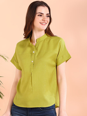 METRONAUT Casual Solid Women Green Top