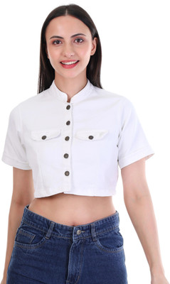 YES TEN Casual Solid Women White Top