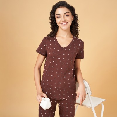 Dreamz by Pantaloons Casual Printed Women Brown, White Top