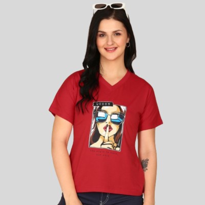 clovercrafty Casual Printed Women Red Top