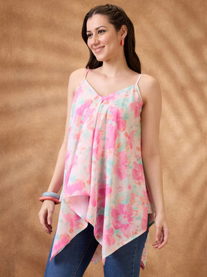 Globus Casual Floral Print Women Pink Top