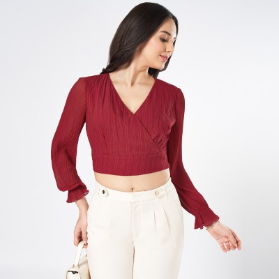 Honey By Pantaloons Casual Solid Women Red Top