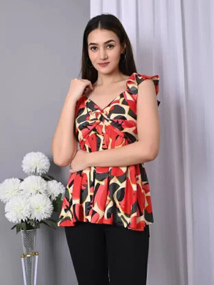 VYMO Casual Geometric Print Women Multicolor Top