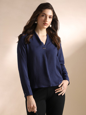 Globus Formal Solid Women Dark Blue Top