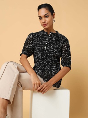 Showoff Casual Printed Women Black Top