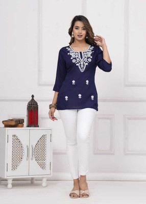 SHREE SHYAM FASHION Casual Embroidered Women Blue Top