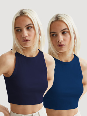 METRONAUT Casual Self Design, Solid Women Dark Blue Top