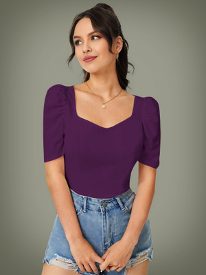 Kashonaa Casual Solid Women Purple Top