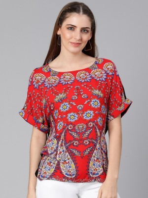 OXOLLOXO Casual Floral Print Women Red Top