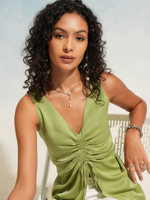 Tokyo Talkies Casual Printed Women Green Top