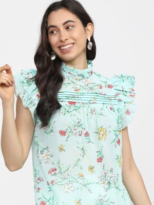 Tokyo Talkies Casual Printed Women Blue Top