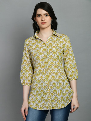 Meesan Casual Printed Women Yellow Top