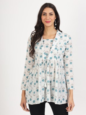 DIVENA Casual Printed Women White, Light Blue, Grey Top