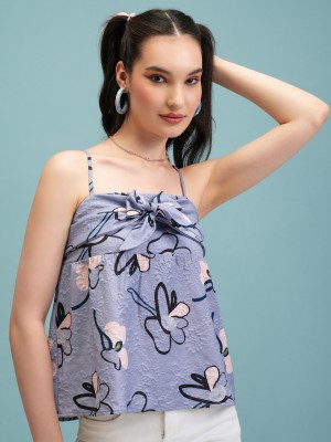 Tokyo Talkies Casual Printed Women Blue Top