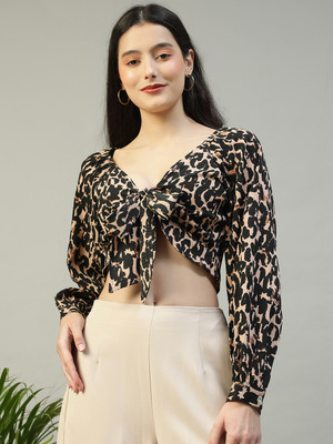 OXOLLOXO Casual Printed Women Black Top