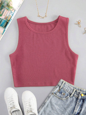CILIMILI Casual Self Design Women Pink Top