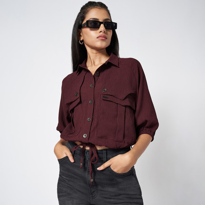 SF Jeans by Pantaloons Casual Solid Women Red Top