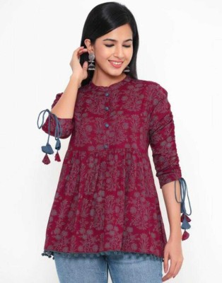 Divyana fashion Casual Printed Women Maroon Top