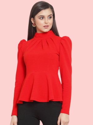 Dream Beauty Fashion Casual Self Design Women Red Top