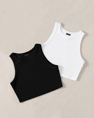 Berry Bird Party Solid Women Black, White Top