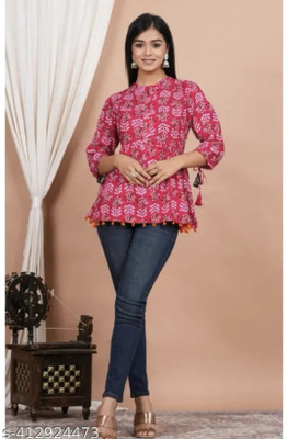 ShreeShyam Handicraft Casual Printed Women Pink Top