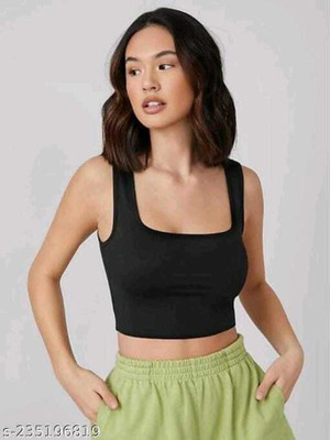 Aryan Hosiery Casual Solid Women Black Top