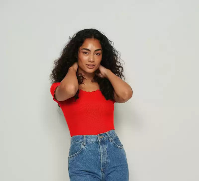 AMFABRICS Casual Striped Women Red Top