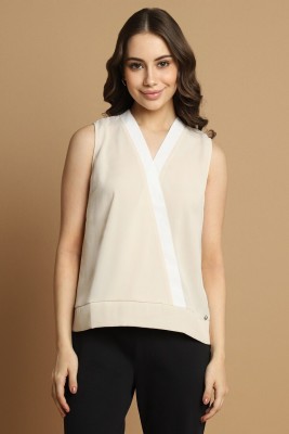 Allen Solly Casual Solid Women Beige Top